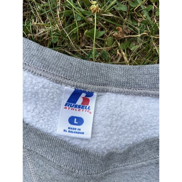 Vintage Y2K Russell Crewneck Sweatshirt Heather Grey Blank - Picture 5 of 9